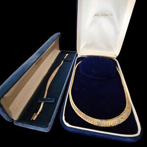 Vintage Jack Kellmer 14K Tri-Color 31.7g Herringbone Necklace & Bracelet Set